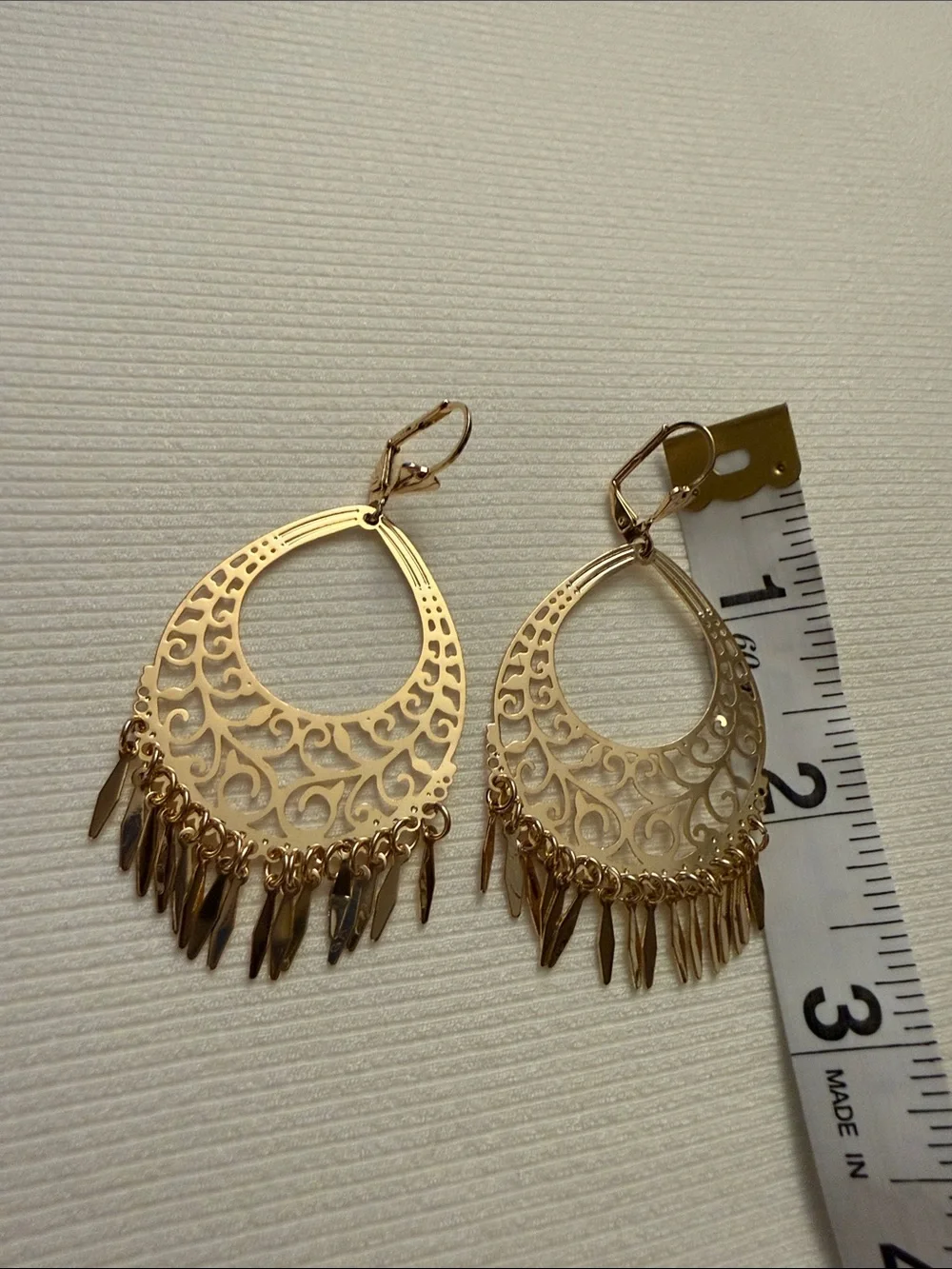 Gold Filigree Teardrop Fringe Earrings - Women Jewelry - Party Earrings
